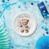 風船や贈り物が入ったかわいいテディベア ペーパープレート (パーティー)