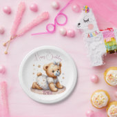 風船や贈り物が入ったかわいいテディベア ペーパープレート (パーティー)