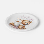 風船や贈り物が入ったかわいいテディベア ペーパープレート (アングル)