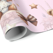 風船や贈り物が入ったかわいいテディベア ラッピングペーパー (ロールコーナー)