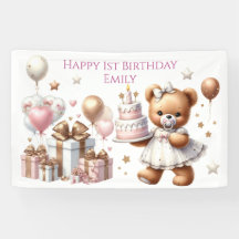 風船や贈り物が入ったかわいいテディベア