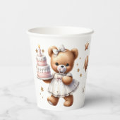 風船や贈り物が入ったかわいいテディベア 紙コップ (裏面)