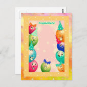 風船をふくらませた ポストカード (正面/裏面)