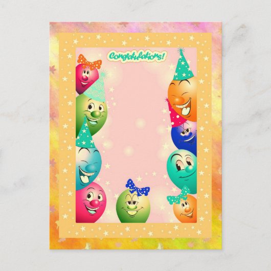 風船をふくらませた ポストカード (正面)