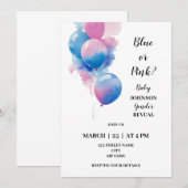 風船をテーマにした性別発表 招待状 (正面/裏面)