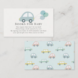 風船を付けた青い車の男の子の本のリクエスト エンクロージャーカード