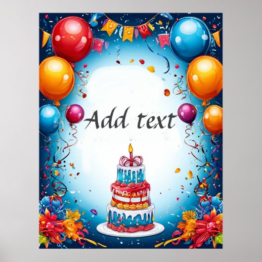 風船を使ったお祝いの誕生日パーティー ポスター (正面)