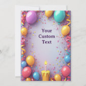 風船を使った誕生日パーティーのお祝い 招待状 (裏面)