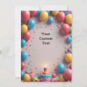 風船を使った誕生日パーティーのお祝い 招待状 (裏面)