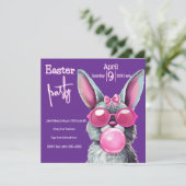 風船を吹くイースターバニー ホリデーパーティー 招待状 (スタンド正面)
