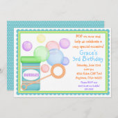 風船を吹く少年 誕生日招待状 招待状 (正面/裏面)