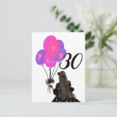 風船を抱えた30歳の誕生日の女の子 ポストカード (スタンド正面)