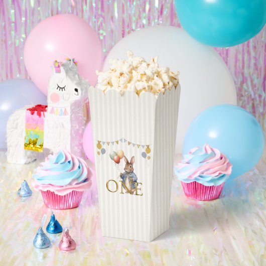 風船を持ったうさぎの1歳の誕生日 フェイバーボックス (パーティー)