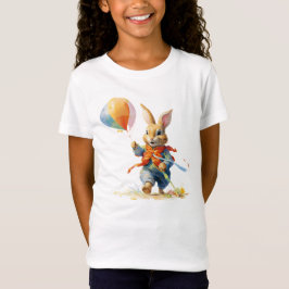 風船を持ったかわいいウサギ Tシャツ