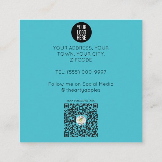 風船を持ったかわいいテディベア子守 スクエア名刺 (裏面)