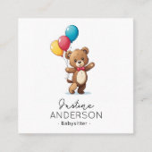 風船を持ったかわいいテディベア子守 スクエア名刺 (正面)