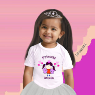 風船を持ったかわいいプリンセス ベビーTシャツ