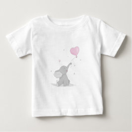 風船を持ったかわいい象 ベビーTシャツ