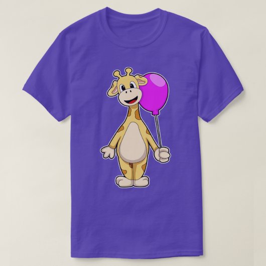 風船を持ったキリン2 Tシャツ (デザイン正面)