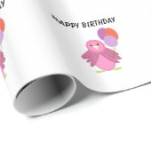 風船を持ったピンクの鳥 ラッピングペーパー (ロールコーナー)