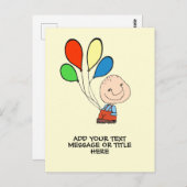 風船を持った少年 - あなたのテキストを追加 ポストカード (正面/裏面)