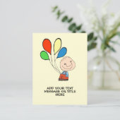 風船を持った少年 - ここにあなたのテキストを追加 - ポストカード (スタンド正面)