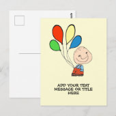 風船を持った少年 - ここにあなたのテキストを追加 - ポストカード (正面/裏面)