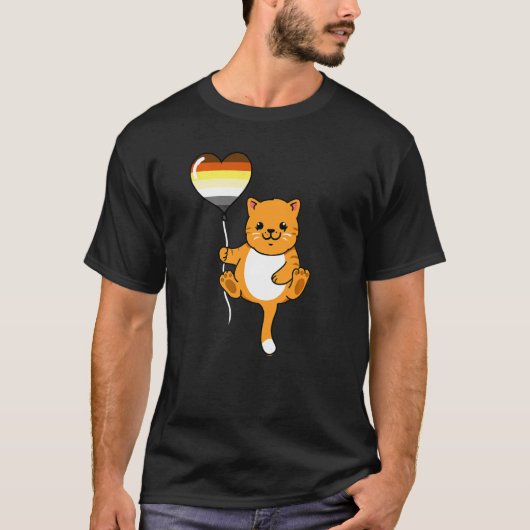 風船を持った猫 ゲイのクマ Tシャツ (正面)