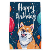 風船を持った秋田犬の誕生日 ミディアムペーパーバッグ (裏面)