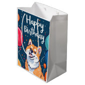 風船を持った秋田犬の誕生日 ミディアムペーパーバッグ (裏面アングル)