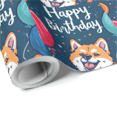 風船を持った秋田犬の誕生日 ラッピングペーパー (ロールコーナー)