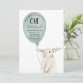 風船を持つかわいいウサギの誕生日 招待状 (スタンド正面)