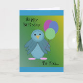 風船を持つかわいい鳥 カード (正面)