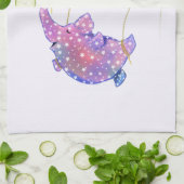 風船を持つかわい飛んでいるい星のカラフル象 キッチンタオル (折り畳み)