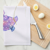 風船を持つかわい飛んでいるい星のカラフル象 キッチンタオル (四つ折り)