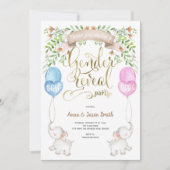 風船を持つゾウ、性別によるパーティーの表示 招待状 (正面)