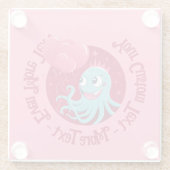 風船を持つタコのかわいいイラストレーション ガラスコースター (裏面)