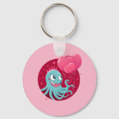 風船を持つタコのかわいいイラストレーション キーホルダー (裏面)