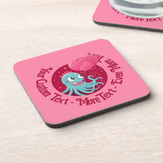 風船を持つタコのかわいいイラストレーション コースター (左側)