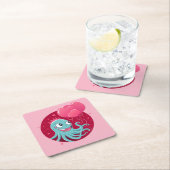 風船を持つタコのかわいいイラストレーション スクエアペーパーコースター (インサイチュ)