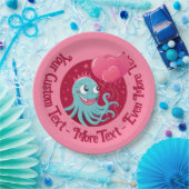 風船を持つタコのかわいいイラストレーション ペーパープレート (パーティー)