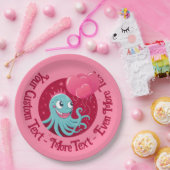 風船を持つタコのかわいいイラストレーション ペーパープレート (パーティー)