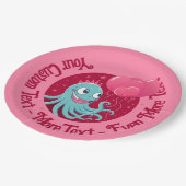 風船を持つタコのかわいいイラストレーション ペーパープレート (アングル)