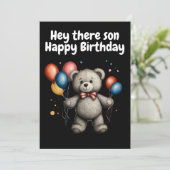 風船を持つテディベア 招待状 (スタンド正面)