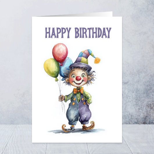 風船を持つピエロの誕生日カード カード