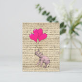 風船を持つピンクの象 ポストカード (スタンド正面)