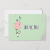 風船を持つフローティングバニーありがとう サンキューカード (正面)