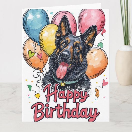 風船を持つベルギーの牧羊犬 カード (正面)
