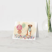 風船を持つボクサー犬とあなたから感謝 サンキューカード (正面)