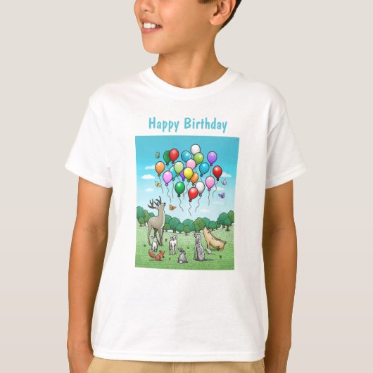 風船を持つ動物たち Tシャツ (正面)